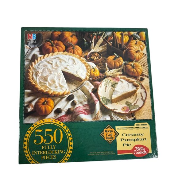 Betty Crocker jigsaw Puzzle 550 Pieces 1991 VTG recipe card creamy pumpkin pie - Picture 1 of 10